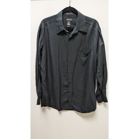 claiborne Black Long-Sleeve Linen Button-Down Blouse - Picture 1 of 2